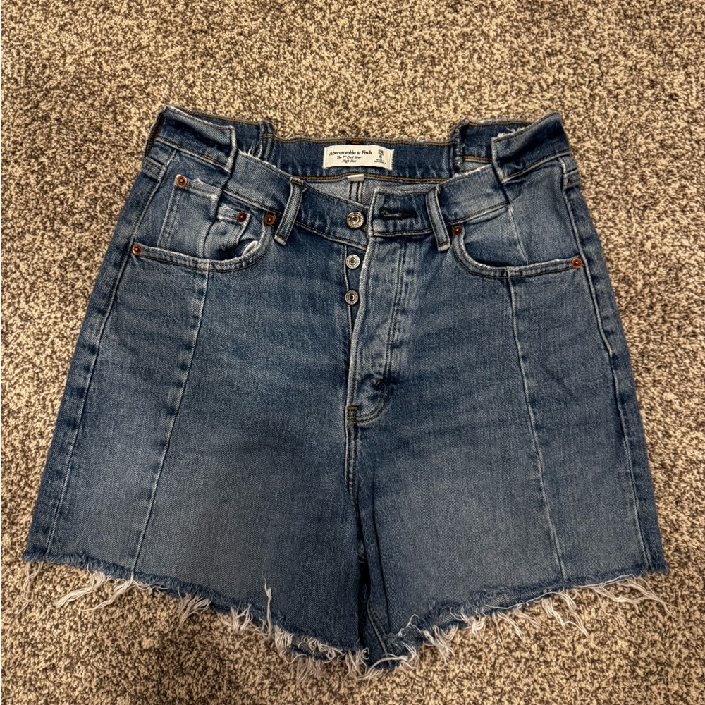 Abercrombie & Fitch Blue High-Rise Denim Shorts